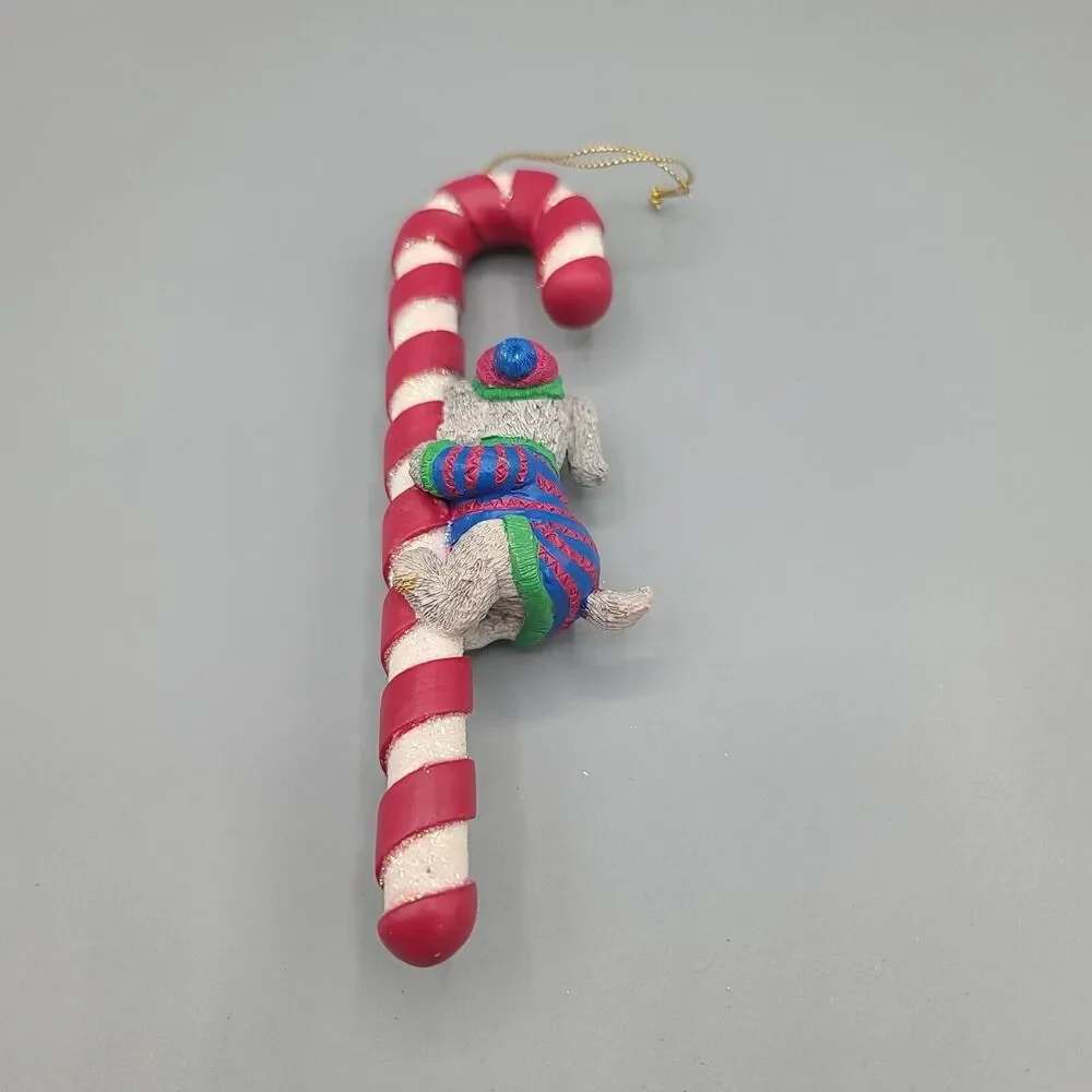 Christmas Ornament Dog Climbing Candy Cane Peppermint Stick